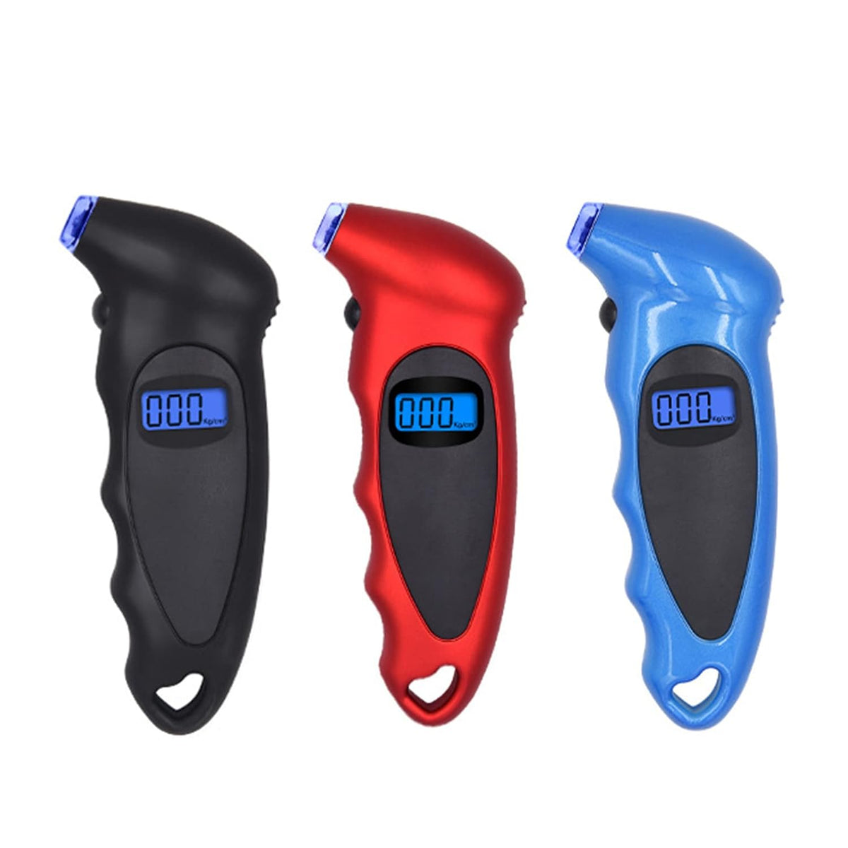 Digital Tyre Pressure Gauge 4 Ranges 0-10bar with Backlight, Blue