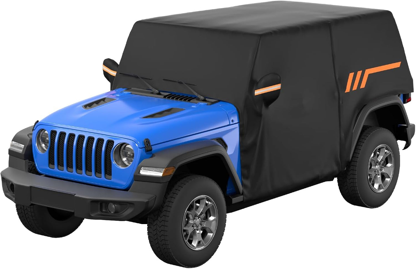 JOYTUTUS Cab Cover Compatible with Wrangler JK JL 4 Doors 2007-2026 | UPF 50+ Oxford, Zipper Access to Driver Door & Tailgate, Windproof Straps with Hooks, Reflective Stripe, Storage Bag Included