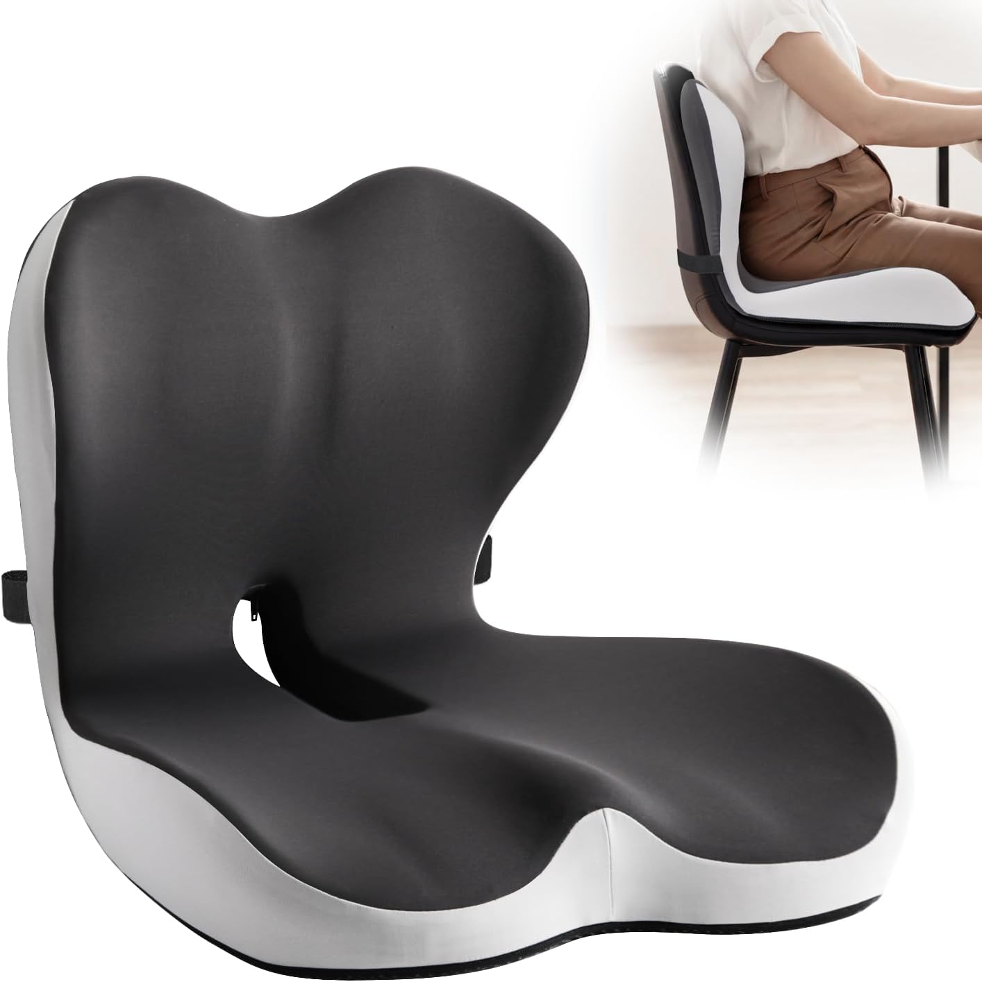 Office Chair Cushion for Tailbone &amp; Low Back Pain Relief, Seat Cushions for Office Chairs with Comfortable Foam and High Backrest, Suitable for Office Chairs, Cars, Trucks, and Home Chairs