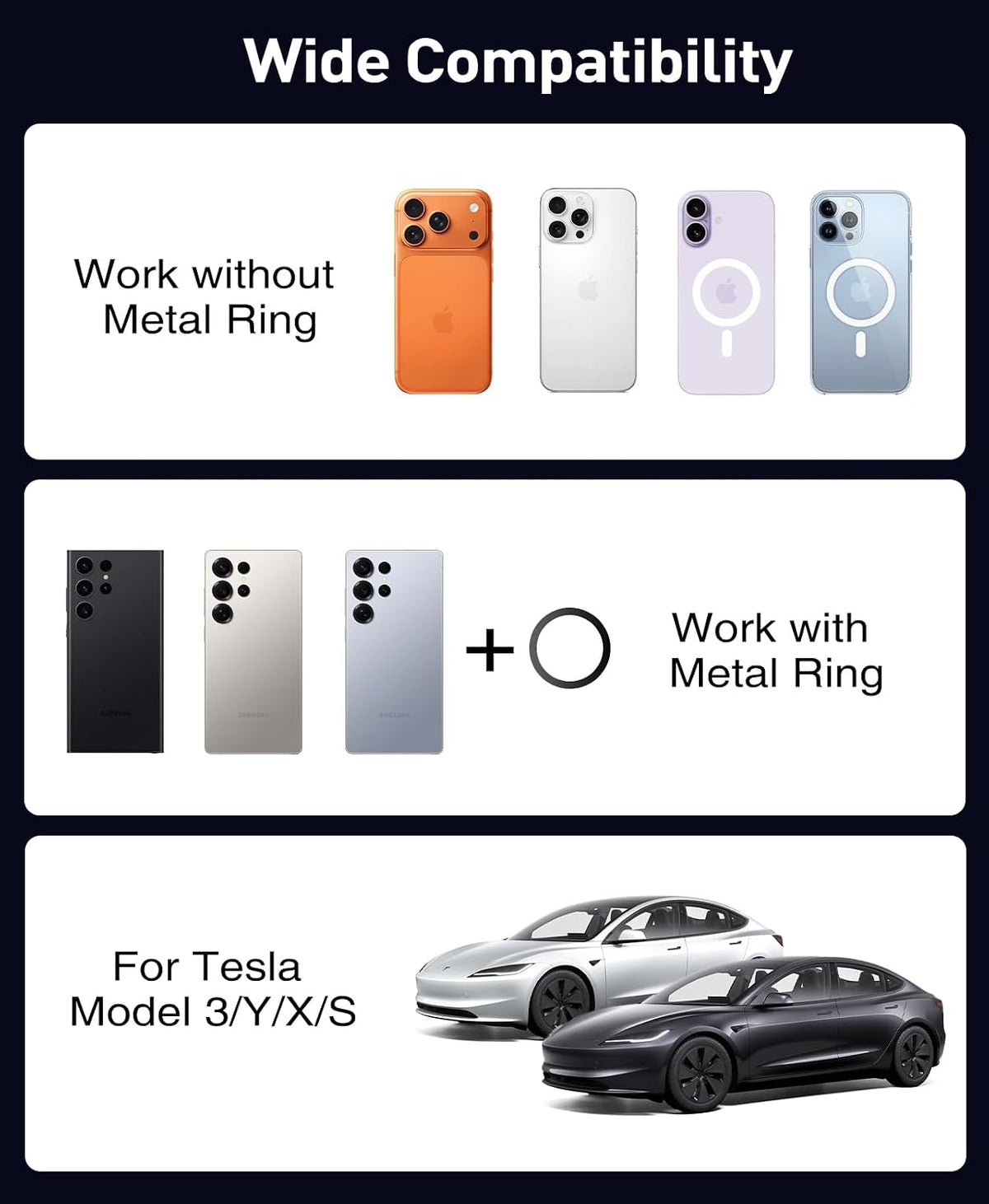 Beeasy for MagSafe Car Mount, 360 Adjustable Bendable Memory Alloy Arm, Magnetic Phone Holder with Vacuum Suction Cup, Dashboard Phone Mount for Tesla, iPhone, Samsung & All Smartphones