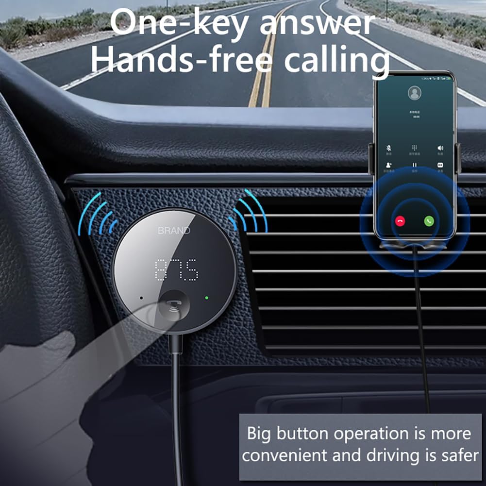 Bluetooth 5.0 Car Adapter, 2 in 1 Mini Portable 3.5mm Bluetooth Aux Receiver for Car, Headphones, Home Stereo Music System