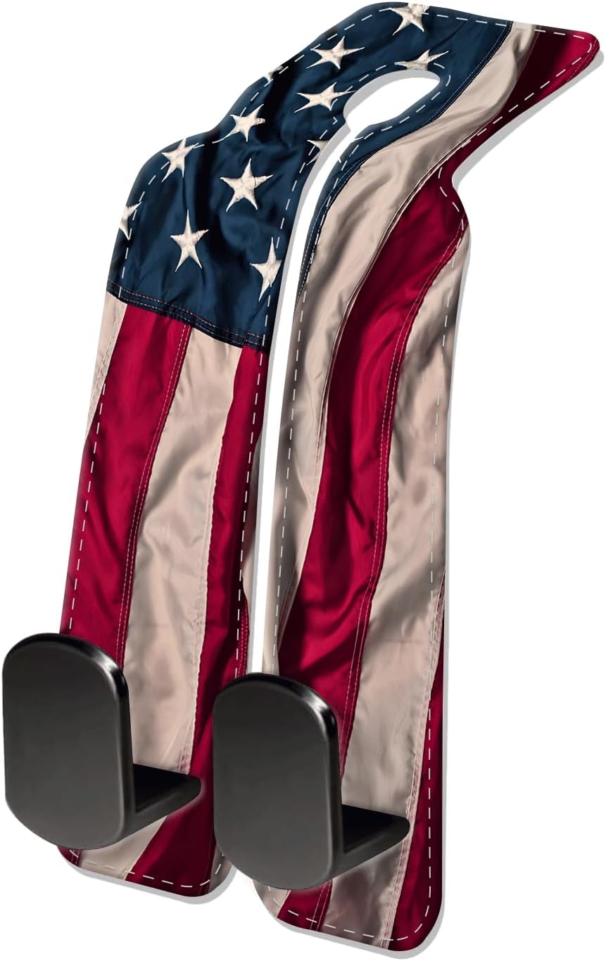 Car Seat Headrest Hook, Universal Leather Cute Hanger Holder Hook, Storage Organizer Interior Accessories for Purse Bags Handbag Cute American Flag