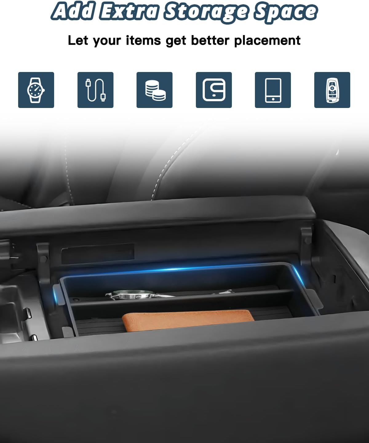 Ruiya Center Console Organizer Compatible with 2024 2025 2026 Lexus TX 350 All Trims Double Layer Armrest Storage Box ABS Lexus TX350 Interior Accessories (2 Pack)