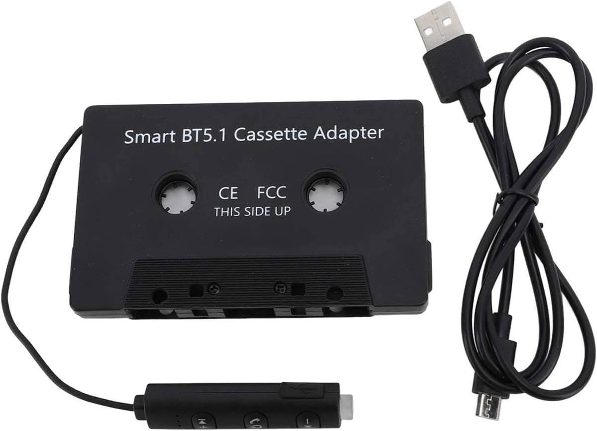 Bluetooth Cassette Adapter BT5.1 Wireless Tape to Aux Adapter, Low Power Alert External Charging Music Streaming for Cars Trucks with Cassette Player