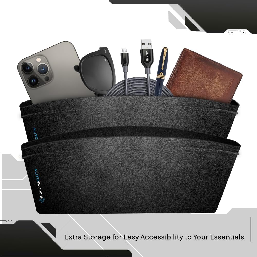 Multifunctional Car Seat Gap Filler Organizer – Front Seat Gap Stopper - Storage Solution for Travel Essentials, 2 Pack – Durable Caddy with Easy Catch Design for Cars, SUVs, Trucks