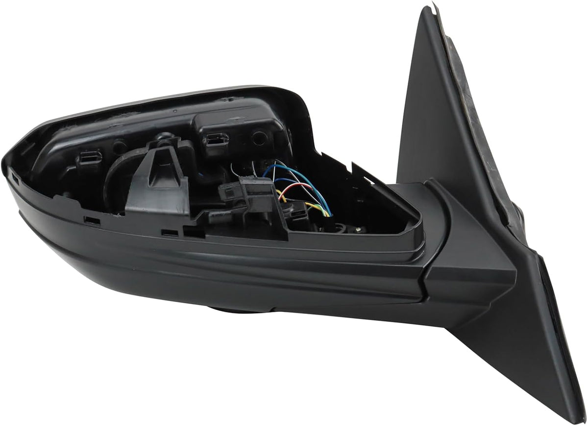 TRQ Passenger Side Power Heated Mirror Smooth Black Paint to Match