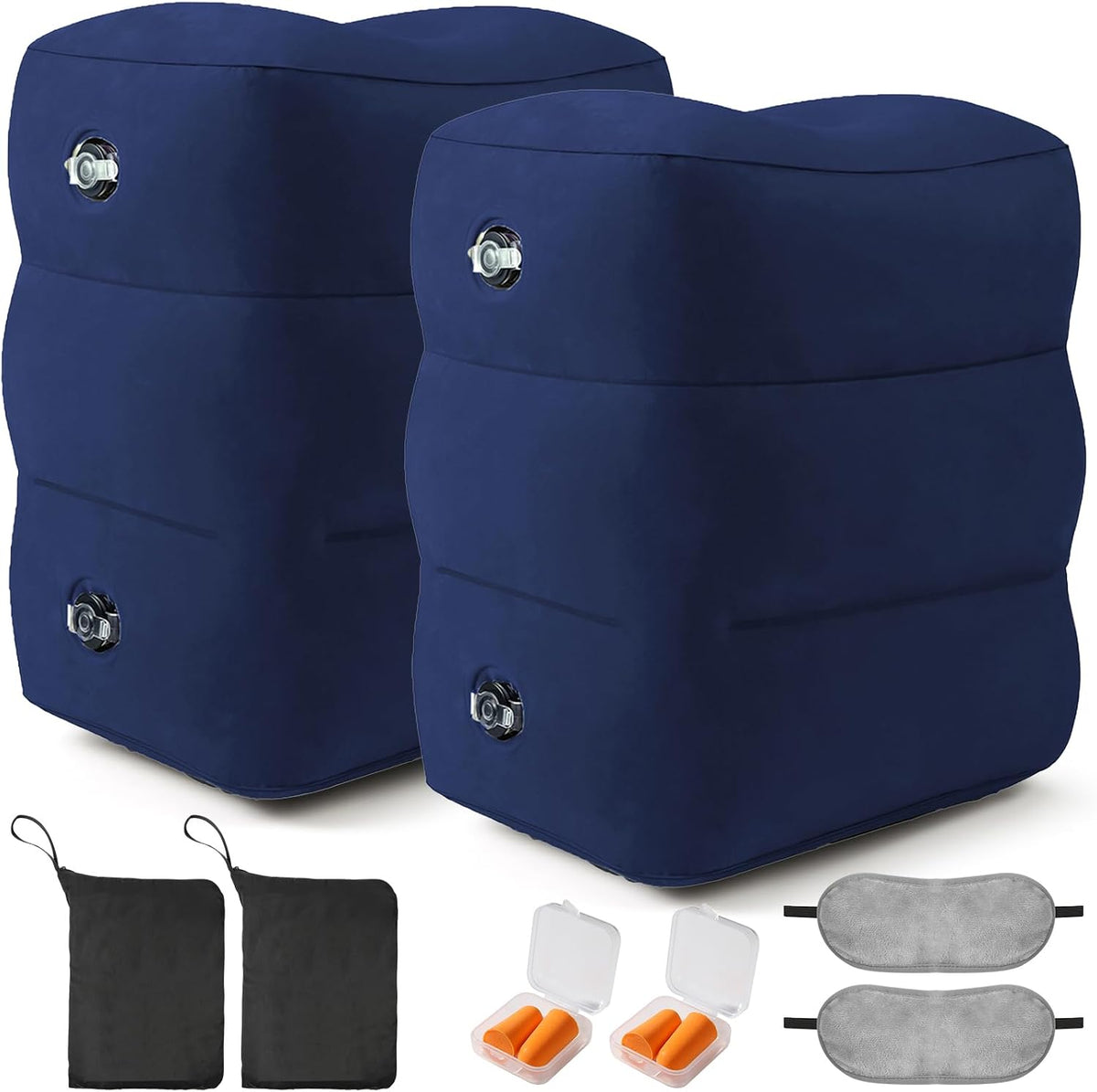 Inflatable Foot Rest Pillow for Travel - Adjustable Height Flight Foot Rest