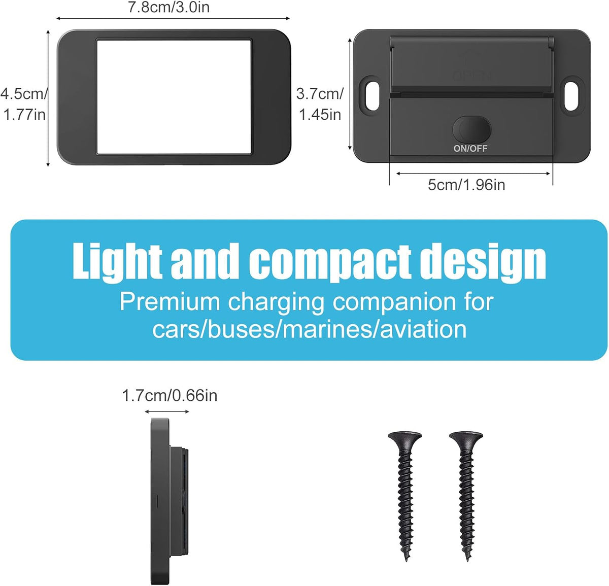 2 Pack 12V USB Outlet Surface Mount Lightweight, Dual USB C 30W and QC 18W Car USB Port 12 Volt USB Cigarette Lighter Replacement Charger Socket Panel with Button Switch for RV Bus Marine Motorcycle