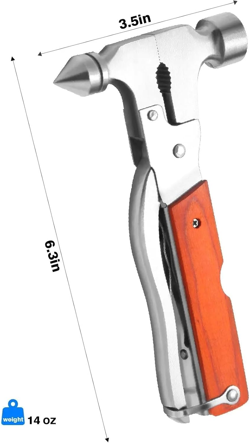 Car Safety Hammer for Suzuki Solio 1st 2nd 3rd 4th Generation/Solio Swift Strong Hybrid, 12 in 1 Stainless Steel Kit Window Breaker Tool Emergency Escape Outdoor Rescue Camping Driver Essentials Gear