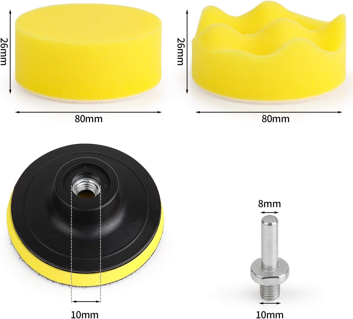Kshineni Buffing Pads 3 Inch Car Buffer Pad, 22 Pcs Drill Polishing Kit, Polisher Pads Kit Sponge Pads Car Foam Drill for Polishing, Sanding, Waxing, Sealing Glaze