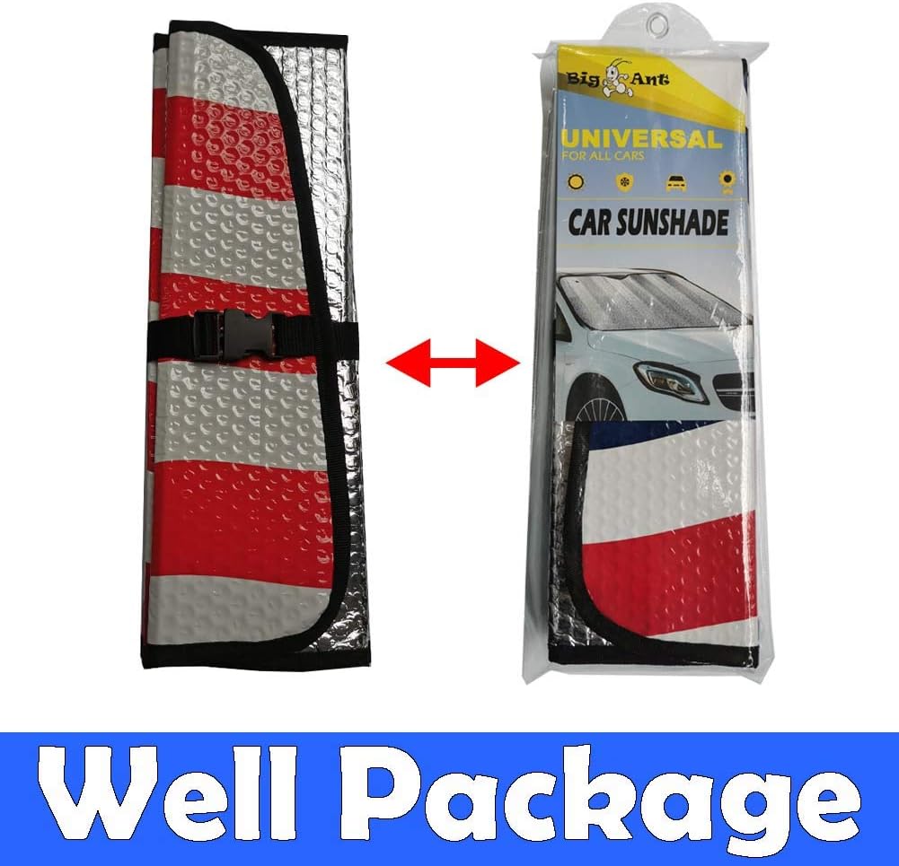 Windshield Sun Shade for 2007-2023 Wrangler Rubicon Sahara TJ JK JKU 2 & 4 Door-Blocks UV Rays Sun Visor Protector,Car Sun Shade Keep Your Vehicle Cool,American Flag Car Sun Shade