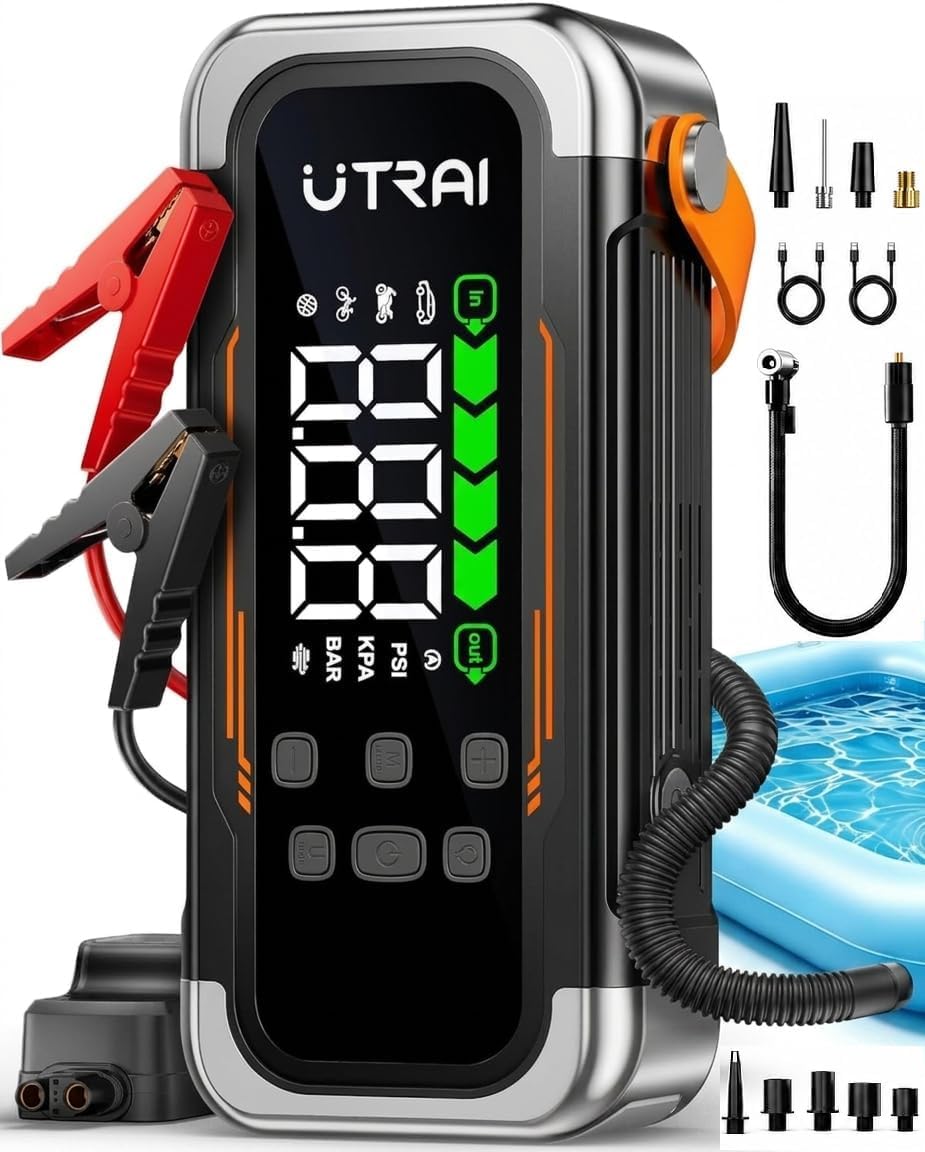 UTRAI 8000A Jump Starter with Air Compressor 150PSI & Air Blower, 30W USB C
