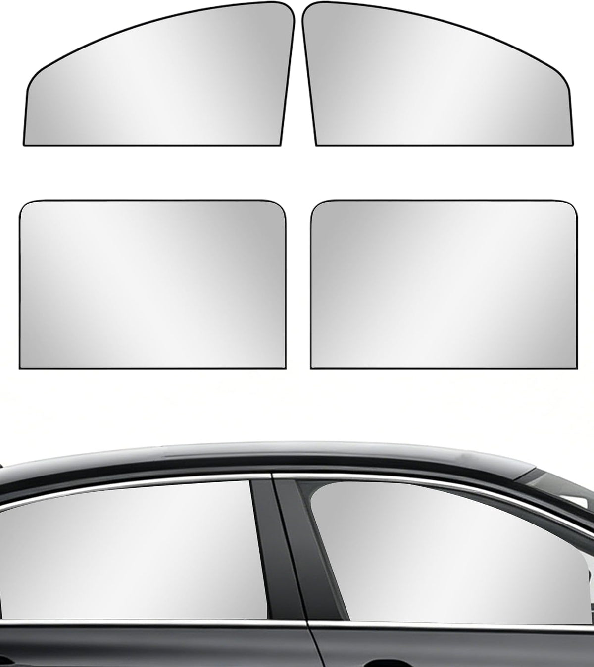 Car Sun Shade,Car Accessories Universal Magnetic Side Window Sun Shade,Black Out Window Cover,Protects Privacy,Reflects Sunlight,Automotive Windows Sunshades (Black, Front+Rear)