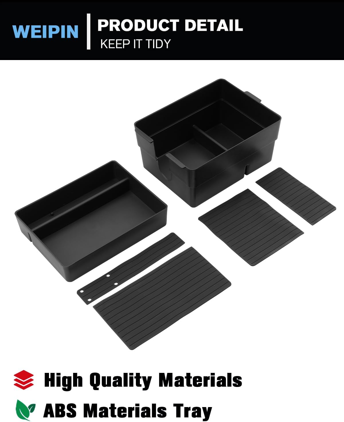For 2PCS Double Layer Center Console Armrest Organizer ABS Materials Compatible with 2024-2026 L exus TX350/TX350h/TX450h+/TX500h