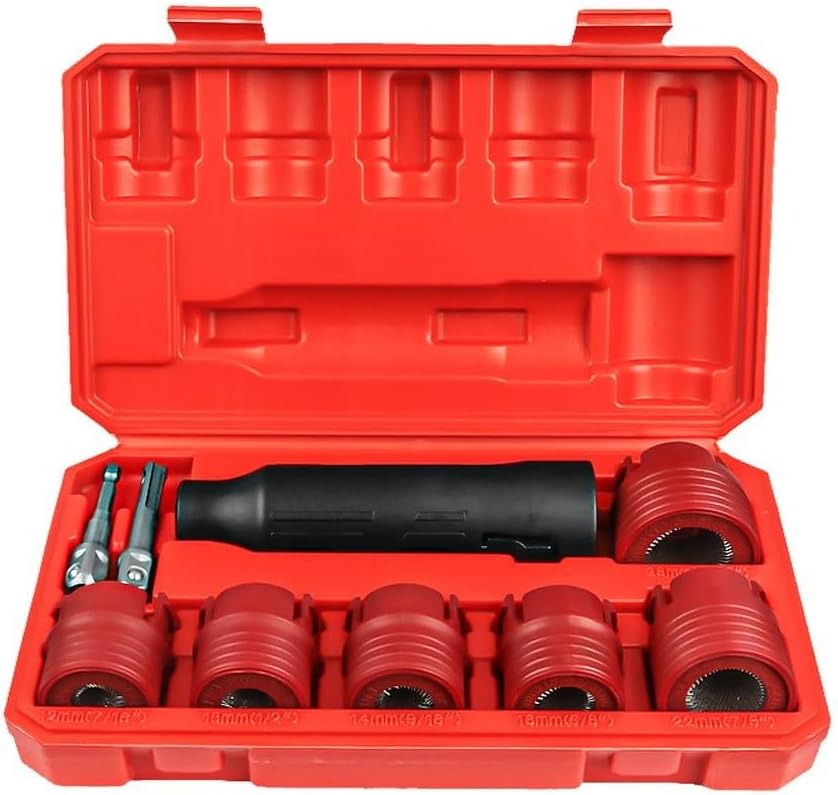 Wire Brush Set for Car Wheel Stud Cleaning 9-Piece Steel Plastic Rust Removal Tools for 12-28mm Lug Nuts Compatible with Drill for IMPACT Driver for Fast Automotive Maintenance