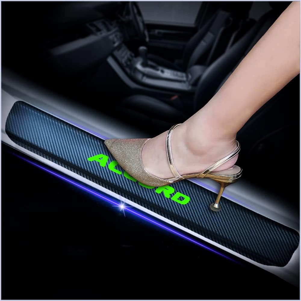 4Pcs Car Door Sill Protector for Honda Accord, Carbon Fiber Anti-Scratch Guard for Honda Accord Accessories - Self-Adhesive Car Door & Sill Protector -Green
