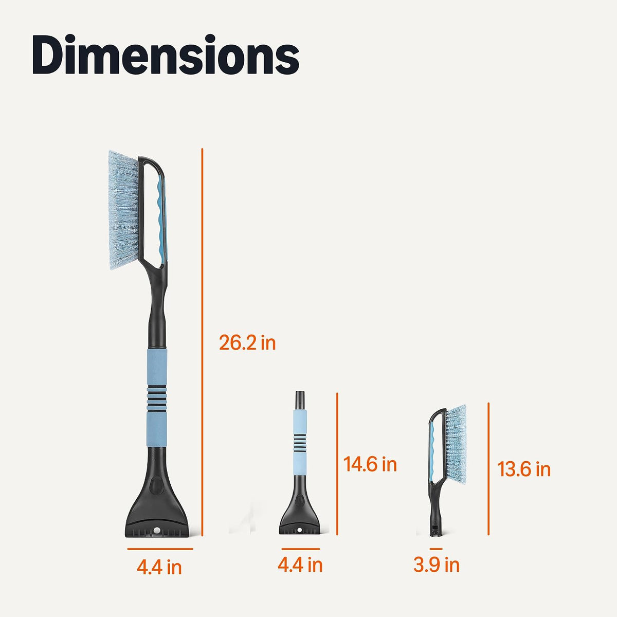 Amazon Basics 2-in-1 Car Snow Brush and Ice Scraper, 26.2 Inch, Ergonomic Foam Grip, Detachable Design, Black and Blue
