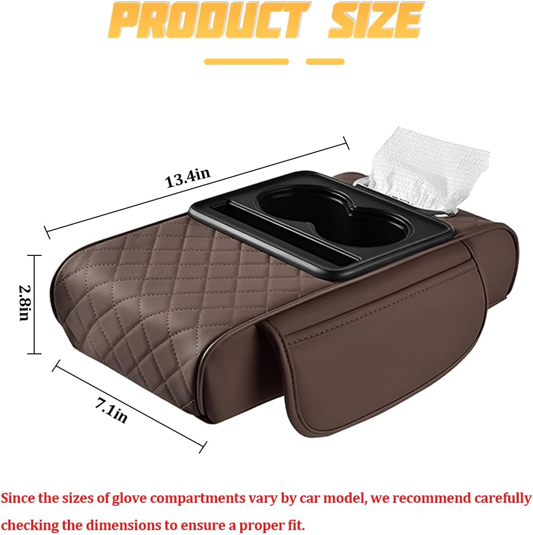 Zpana 4 in 1 Car Center Console Armrest Pillow, Memory Foam, Brown