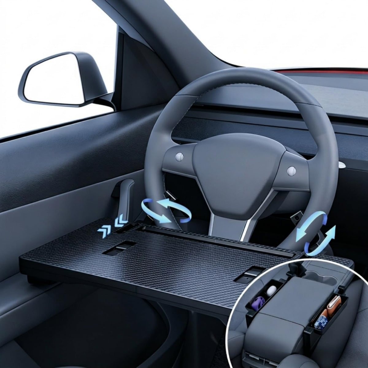 2 in 1 Steering Wheel Tray Table & Seat Gap Filler Organizer,Table for Eating in Car, Universal Fit for Most Cars, Car Tray for Working & Eating