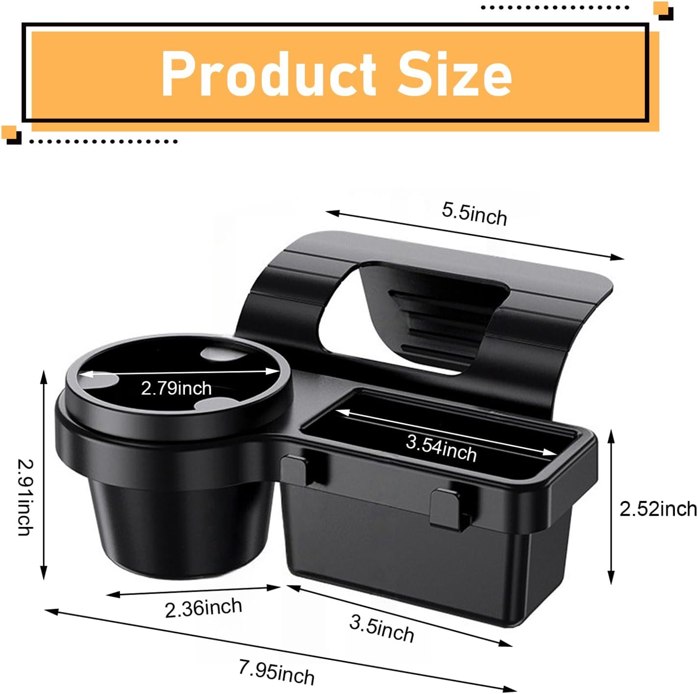 Car Cup Holder, Car Window Multifunctional Organizer, Vehicle Door Side Hanging Rack, Cell Phone Storage Box, Plug & Play Vehicle Storage with Sponge Pads, for Most Cars (Black #B)