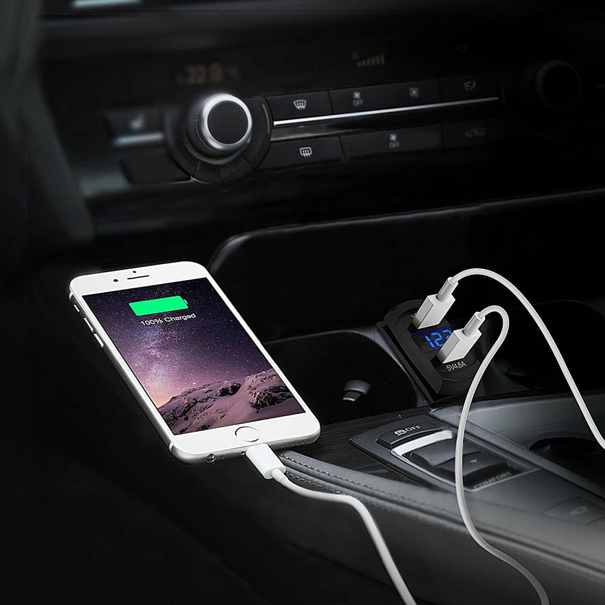 Nilight 12V Rocker Switch Style Dual USB Charger with LED Voltmeter