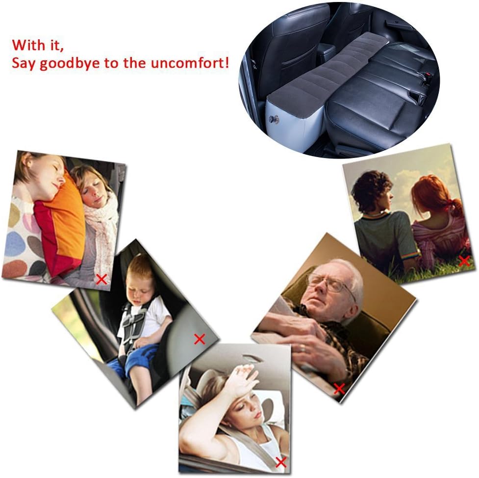 FMS Car Travel Inflatable Mattress Back Seat Gap Pad Air Bed Cushion Camping Air Couch Gray 51.18 * 10.63 * 14.57Inches