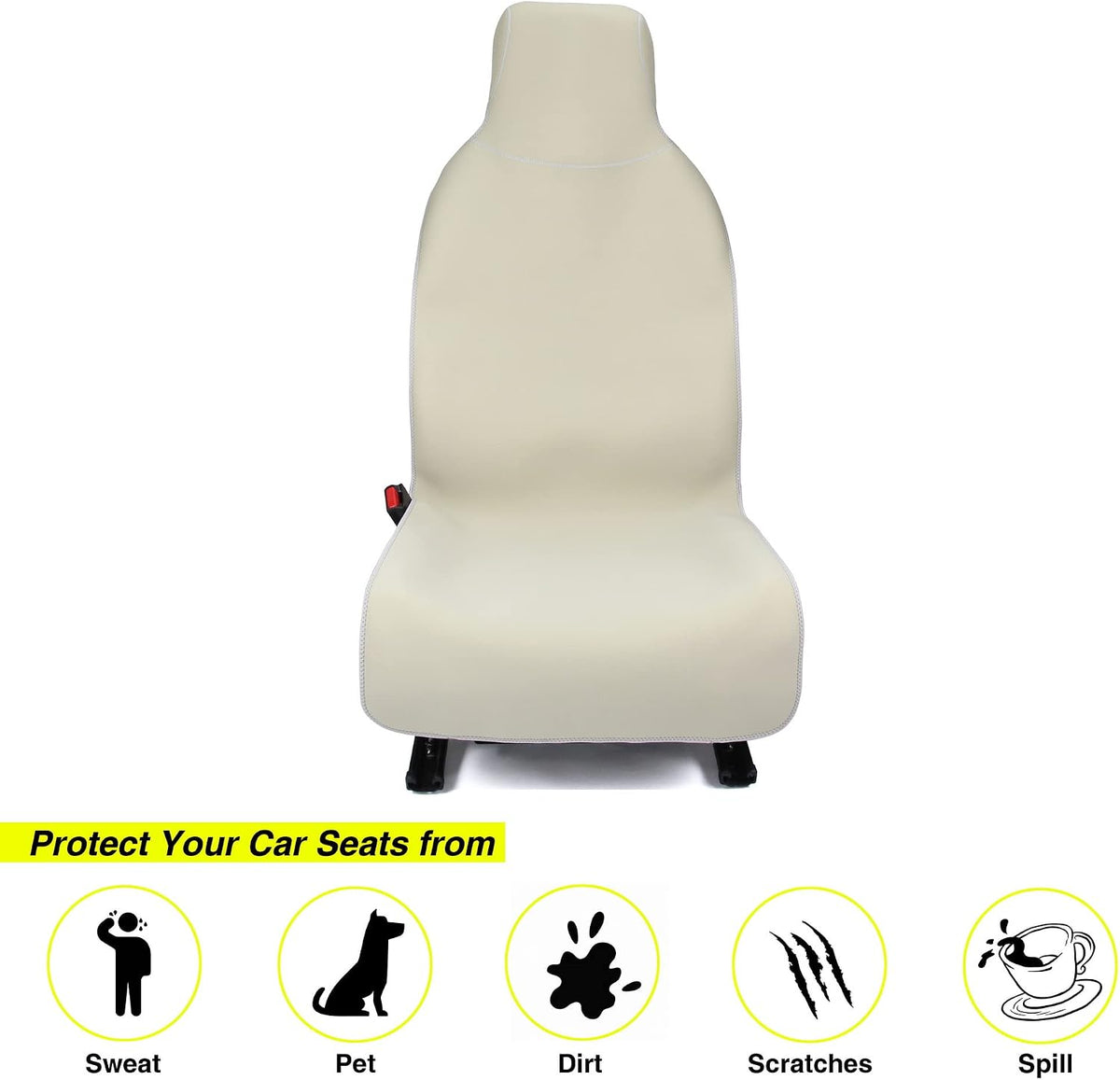 VSHIELD Waterproof Neoprene Car Seat Cover, Sweatproof Non-Slip Seat Protector, Universal Fit for Front Bucket or Rear Bench Seat of Cars, SUVs, Vans, Trucks, Compatible with Airbags and Armrests