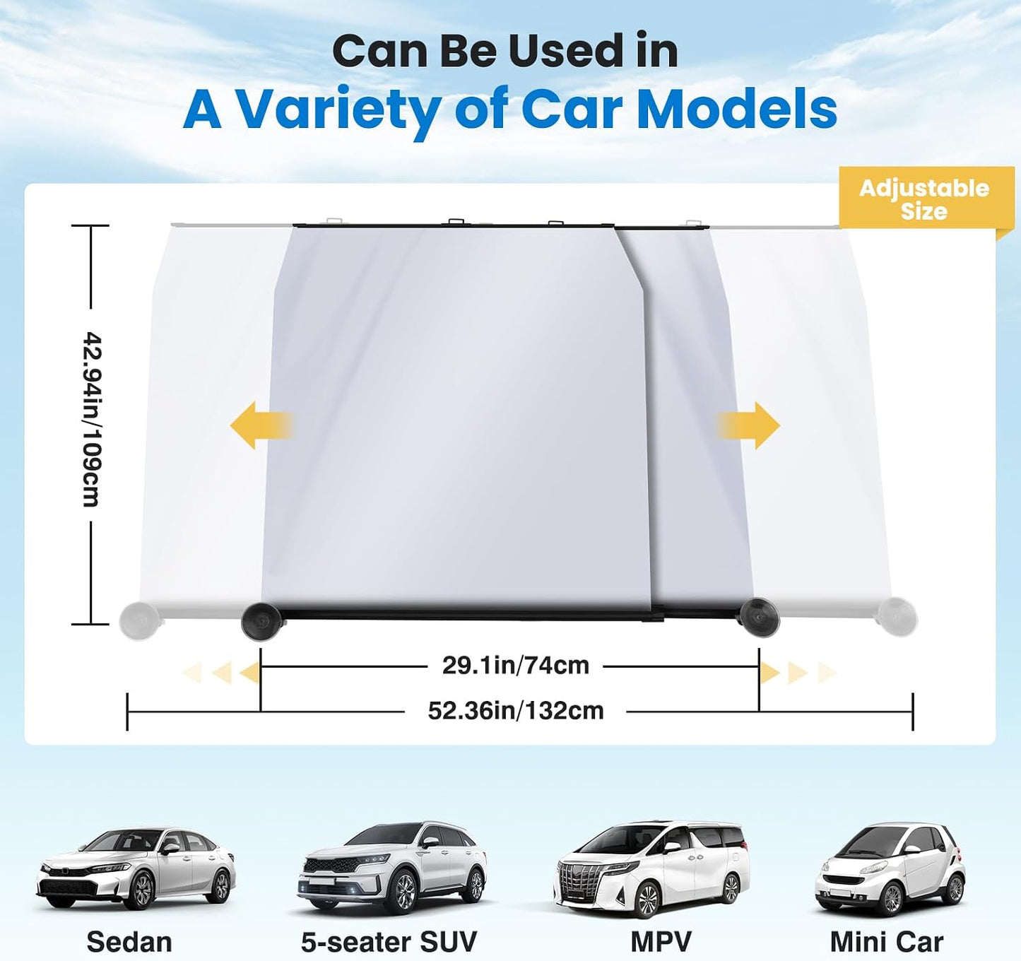 2026 Auto Retractable Sun Shade for Car Windshield - Adjustable Automatic Front Window Sunshade for UV & Heat Protection - Universal Fit for Outdoor Camping & Daily Parking (Not Fit Dashboard Bulge)