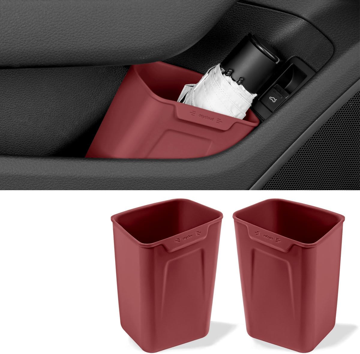 XmuxHai Car Interior Storage Box, Black Silicone Door Side Organizer with Umbrella Holder and Trash Can, Vehicle Accessory (Grey)