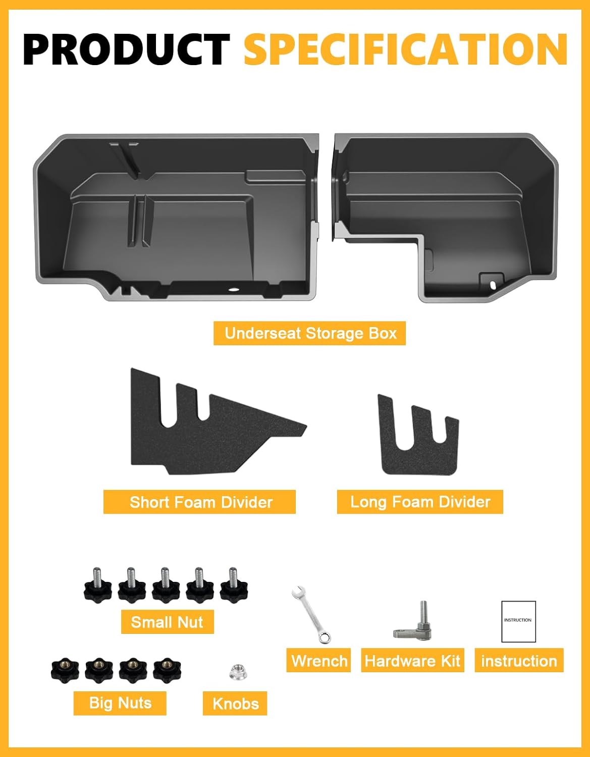 Tuyoung Under Seat Storage Boxes - Compatible with 2019-2026 Chevy Chevrolet Silverado 1500/GMC Sierra 1500, 2020-2026 Silverado/Sierra 2500HD/3500HD | Double & Crew Cab Rear Underseat Organizer Box