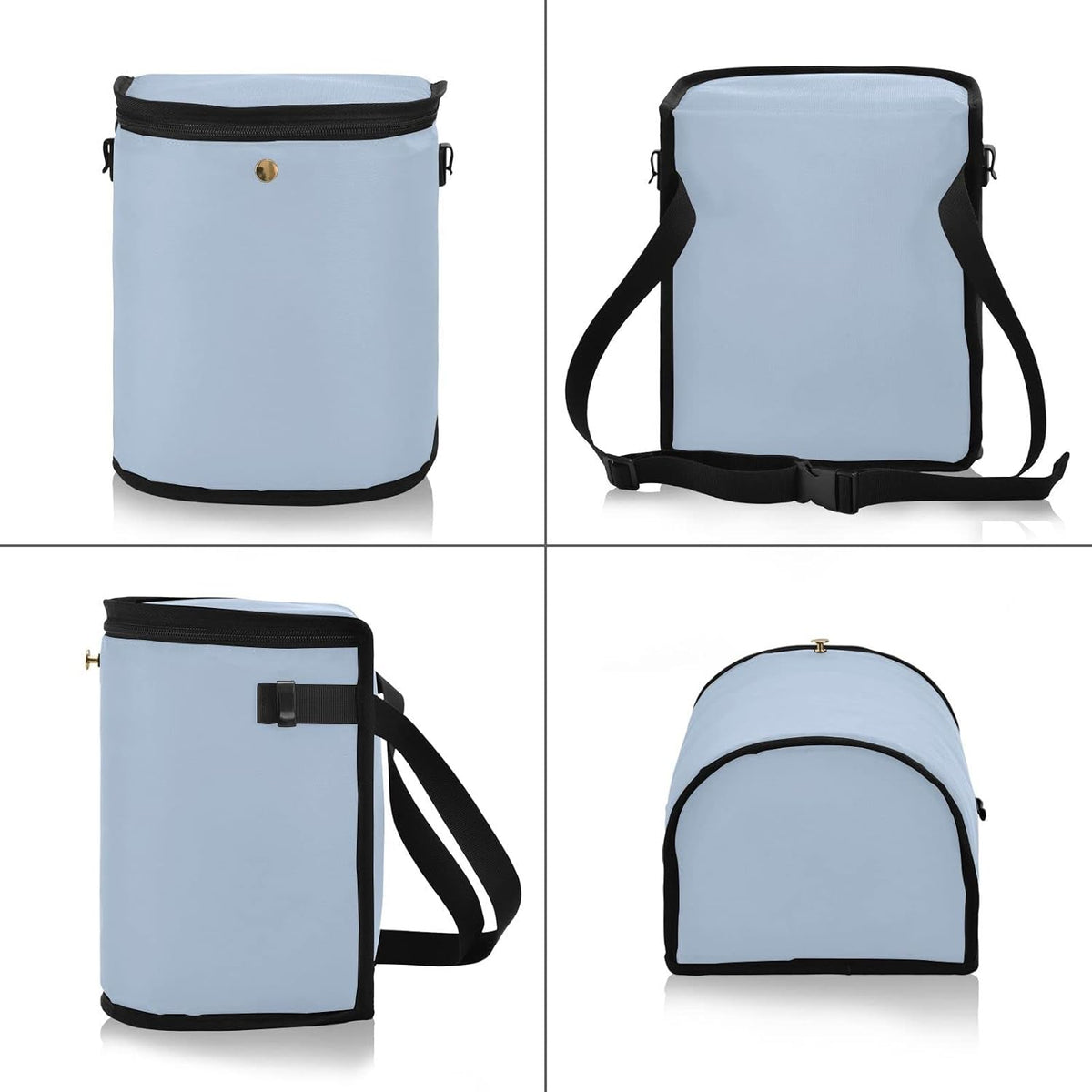 Light Steel Blue Car Trash Can with Lid,Waterproof,Sturdy,Easy Cleanup Storage Pockets,Leak-Proof Car Garbage Can
