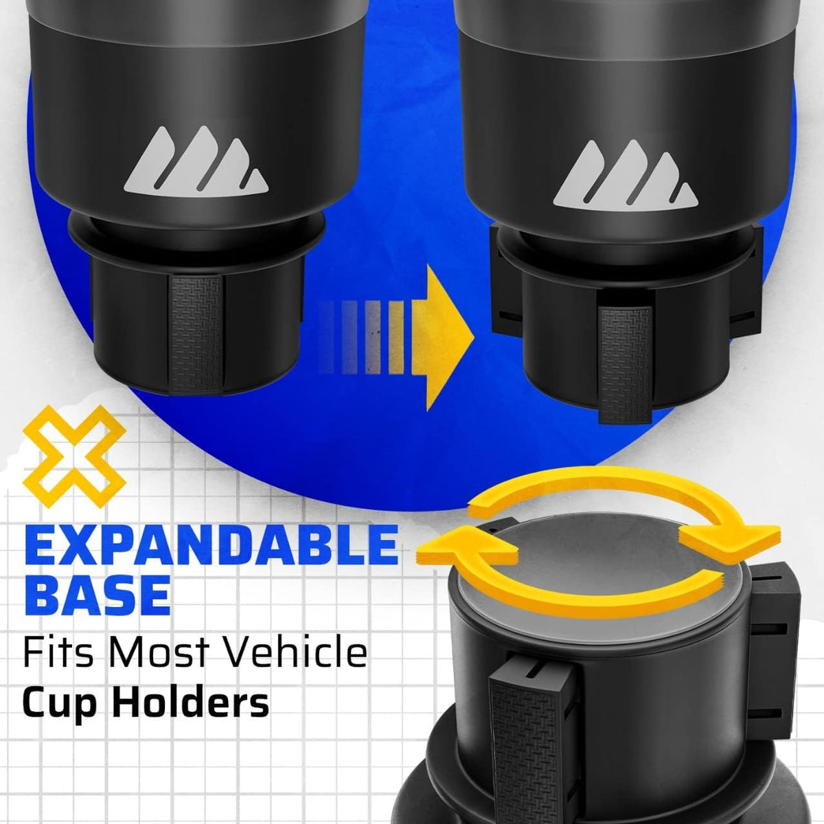 Integral Car Cup Holder Expander for Hydro Flask & Large Water Bottles