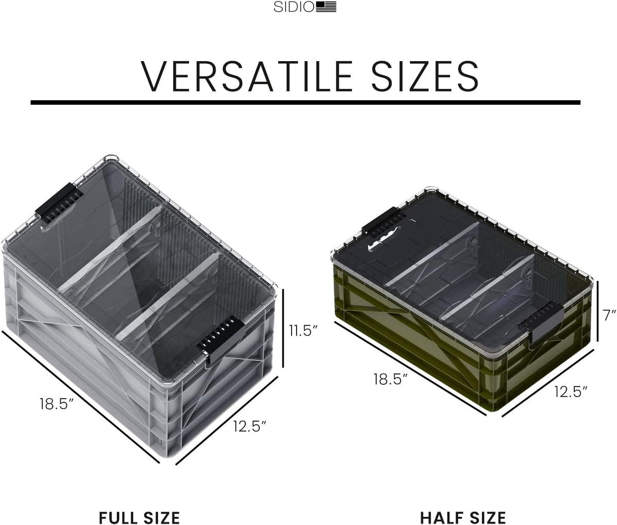 SIDIO Pro Pack, HD Stackable Storage Bins with Lids & Dividers