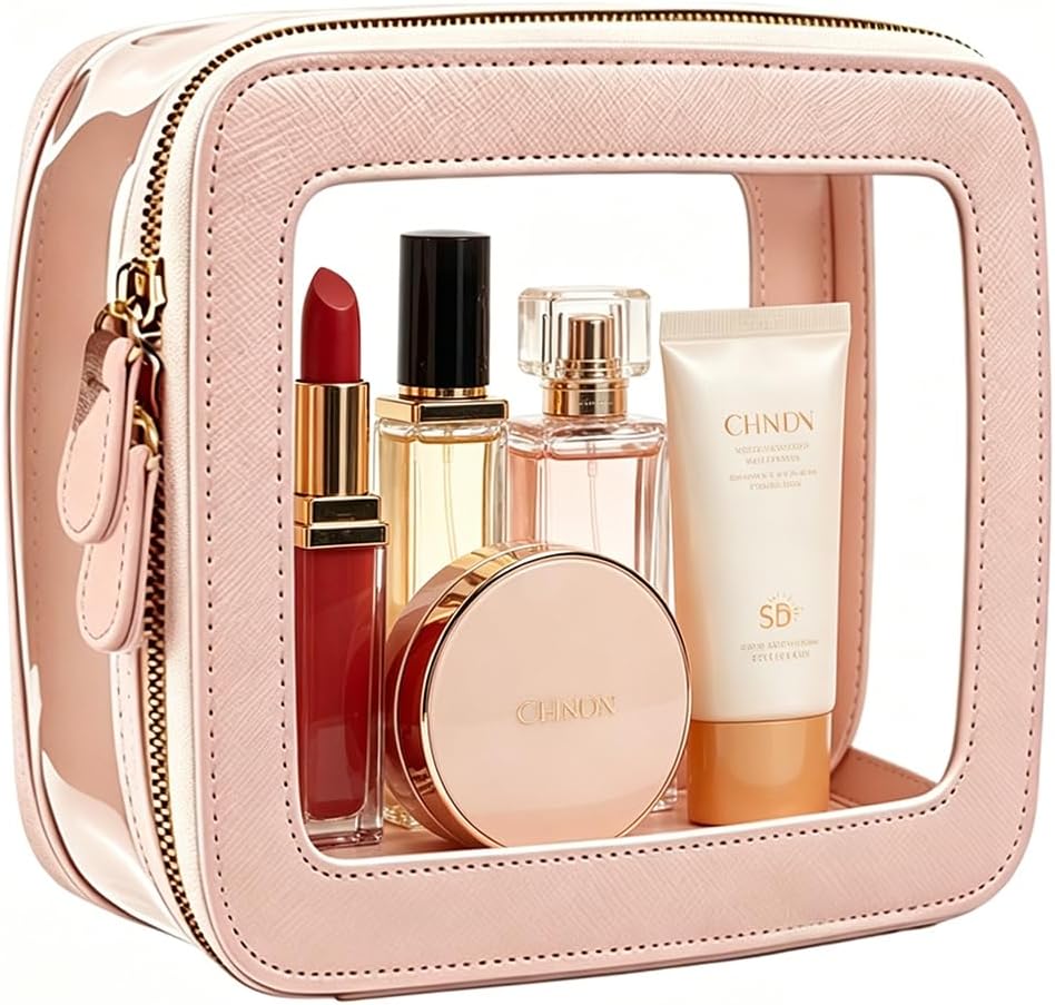 Clear Makeup Bag Small, Mini Portable Clear Makeup Bag for Purse Cute Waterproof Travel Cosmetic Case Makeup Pouch TSA Approved Toiletry Bag Women Traveling Car Organizer Car Essentials