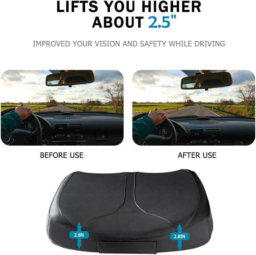 Car Memory Foam Heightening Seat Cushion for Short People Driving.