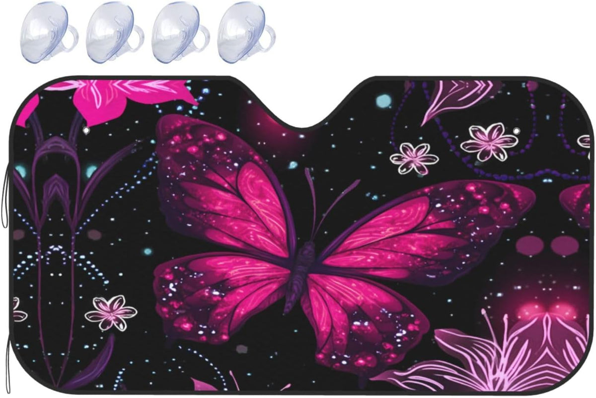 Car Shade Front Windshield Sunshade Car Windshield Cover Floral Butterfly