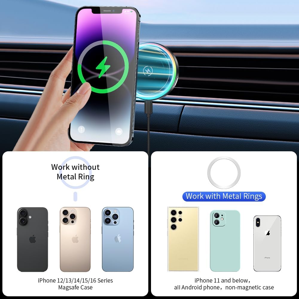Car Magnetic Phone Mount for Mercedes Benz GLB-Class 2020-2026 and Benz EQB 2022-2025 Auto Interior Accessories Best Cellphone Holder Fast 15W Wireless Charger Cell Phones Charging Screen Stand