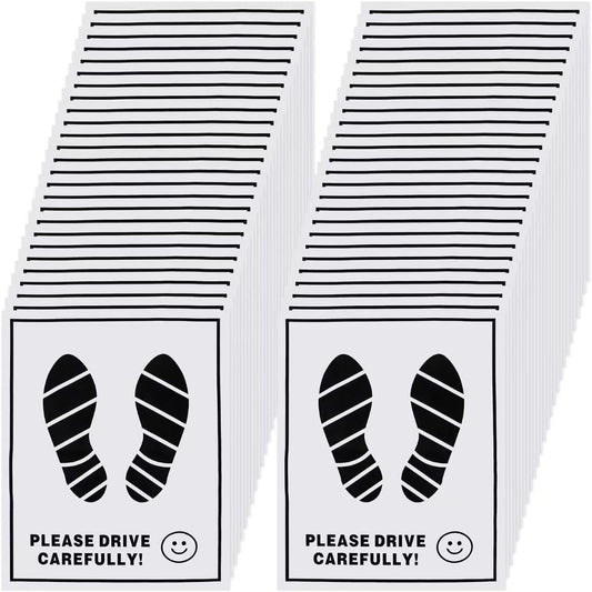 100 Pcs Paper Car Floor Mats - 20"x16" Disposable Auto Floor Pads with Footprint Words | Bulk White Kraft Paper Mats for Car Detailing Supplies, Dealerships & Vehicle Protection