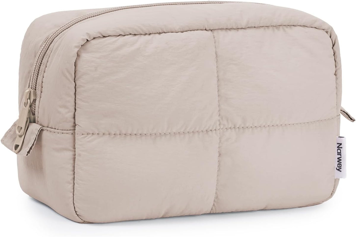 Narwey Puffy Makeup Bag Travel Toiletry Bag, Cute Cosmetic Bag for Women