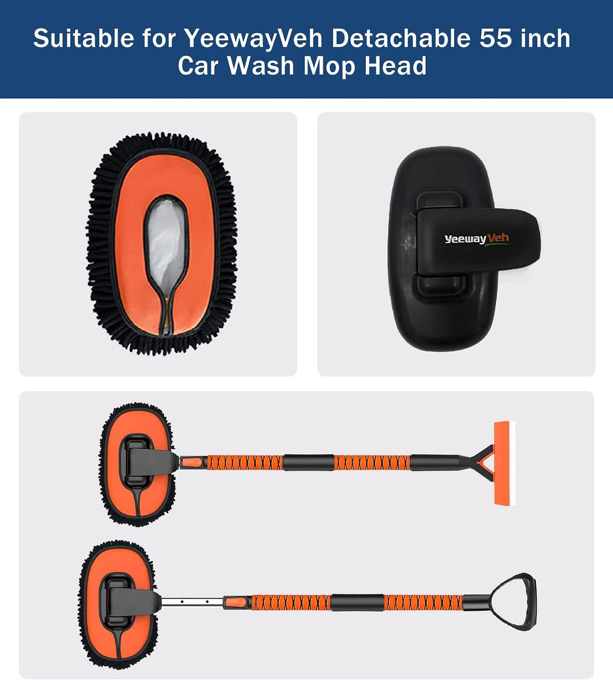 YeewayVeh Car Wash Brush Replacement Cover, Microfiber Mop, Orange
