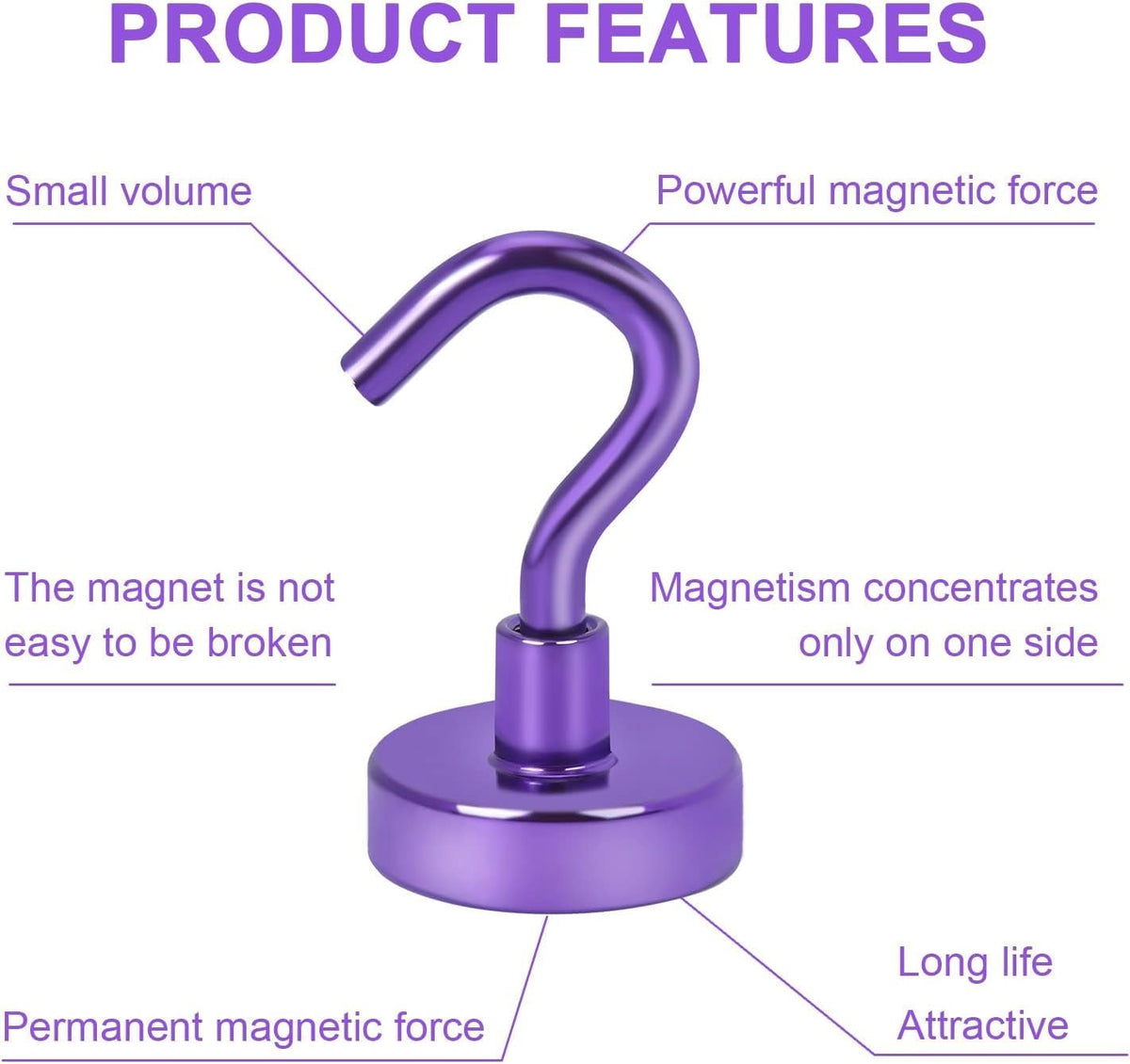 DIYMAG Magnetic Hooks 20pcs 30lbs Cruise Essentials 2026 Magnet Hook Purple