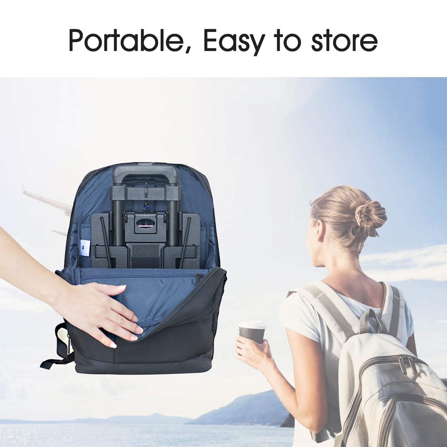 Car Seat Travel Cart for Airport, Foldable Car Seat Dolly & Roller, 90lbs Capacity Car Seat Carrier for Airport Travel, Compact Stowable Base Plate, Universal Fit for Most Brands