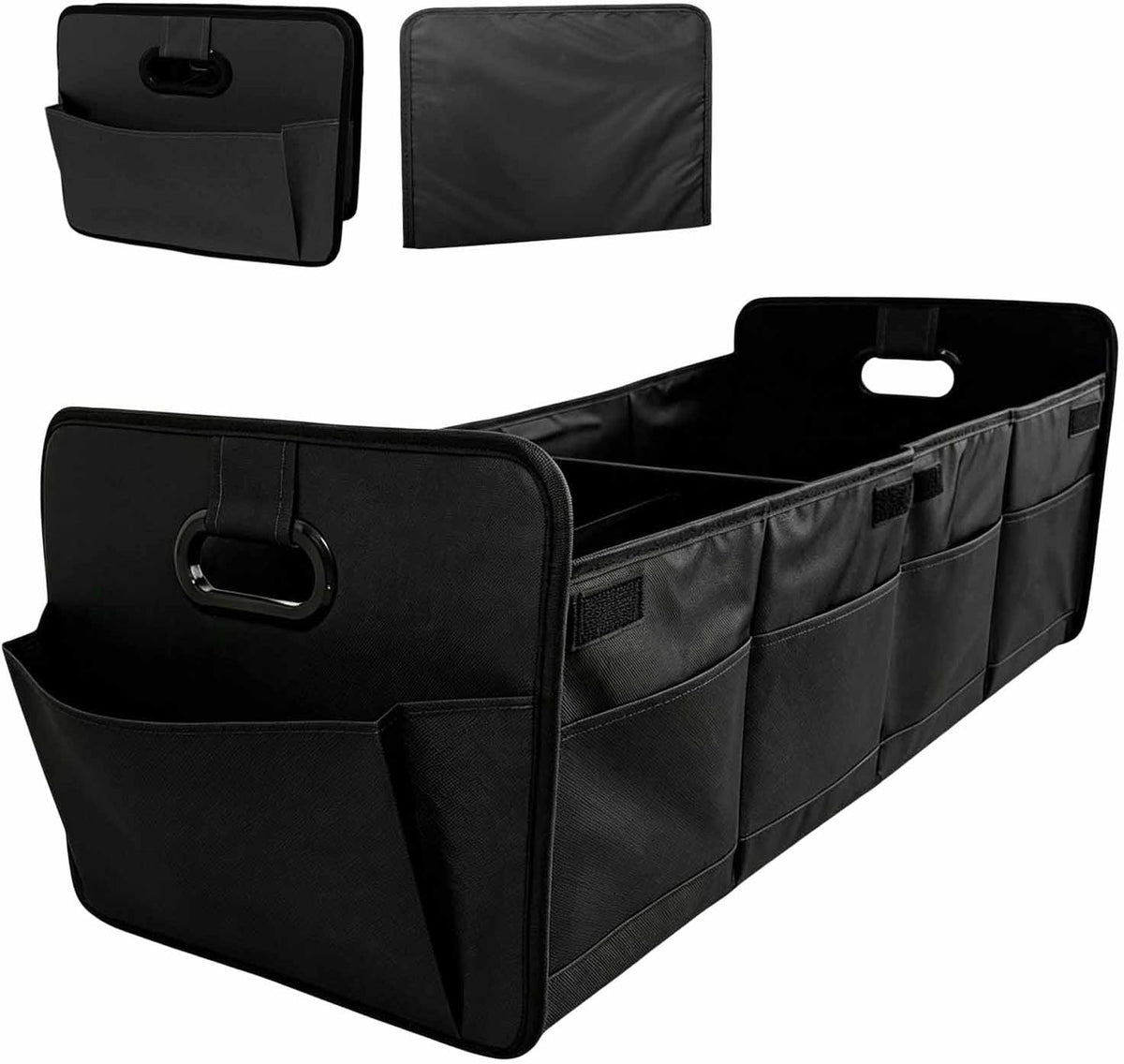 Trunk Organizer, Multi-Compartment Auto Storage Organizer with Reinforced Handles, Foldable Waterproof Oxford Trunk Cargo Storage Box for Most Vehicles, Car Accessory (Gray)