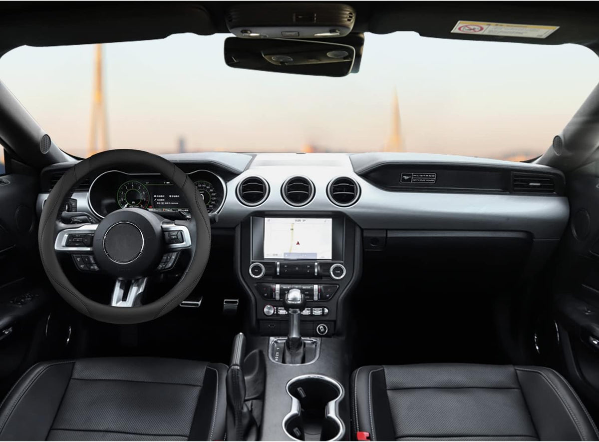 West Llama Car Steering Wheel Cover for Ford Escape,Explorer,Fusion,Focus,Bronco,Transit,Edge(Black- Standard Size)