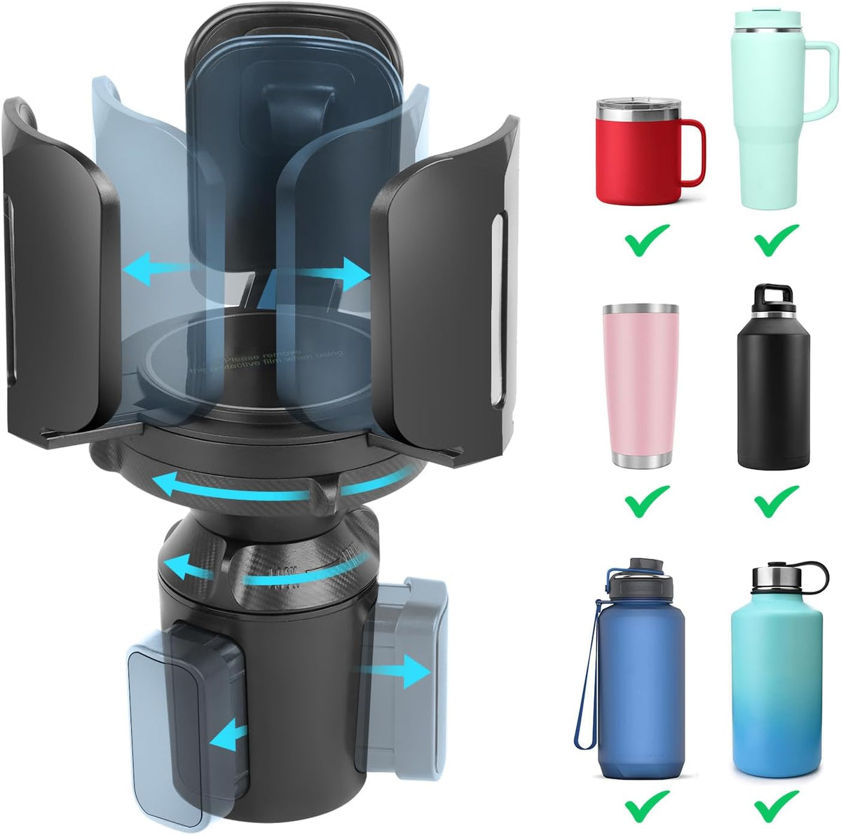 Octomo Car Cup Holder Expander, Hold 2.9" to 5.5" Large Bottles