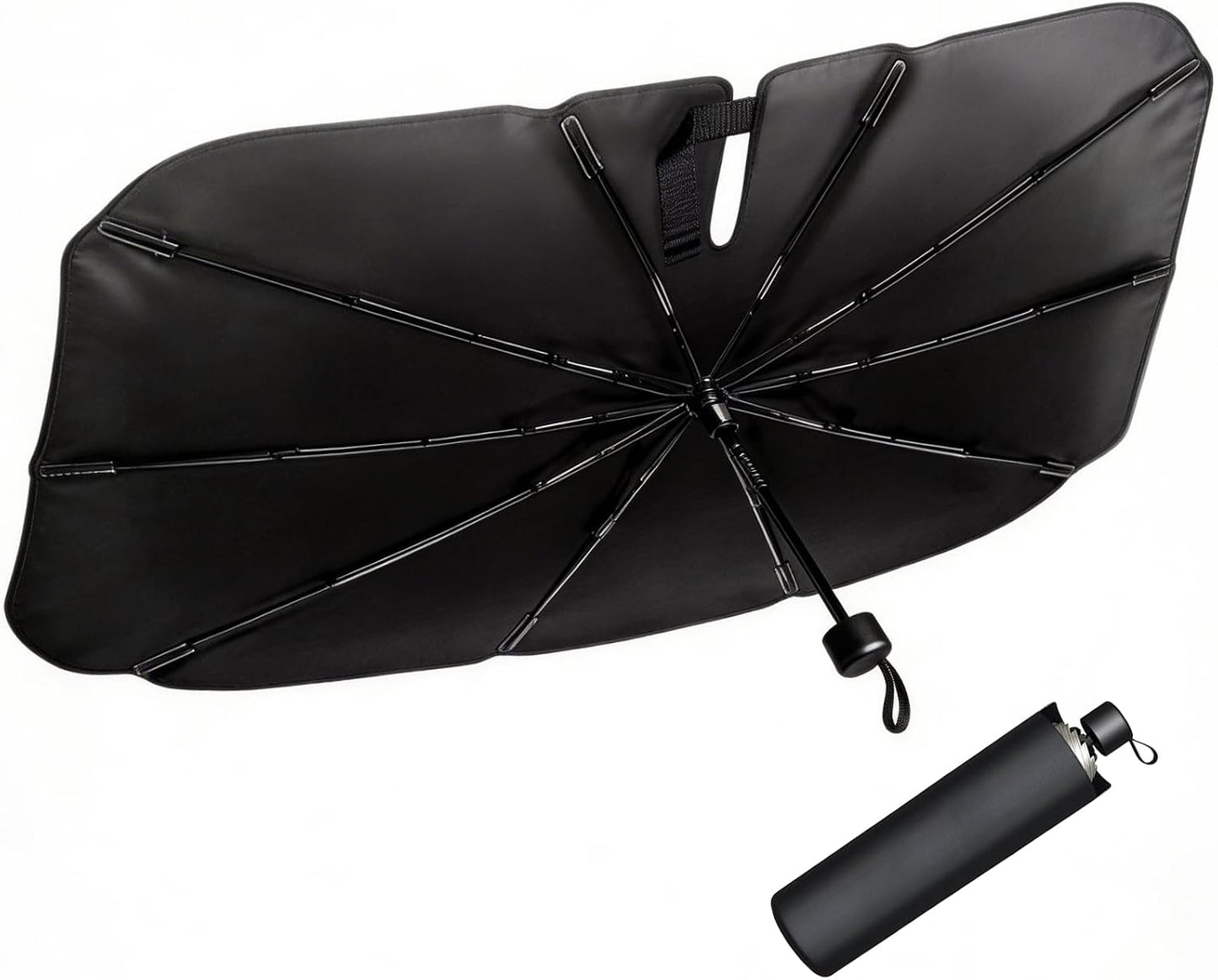 Foldable Car Umbrella Cover for Front Window - Car Windshield Sun Shade Heat & UV Protection, Easy Open Keep Cool and Protect Interior for Auto Sedan SUV (56" L x 31" W)