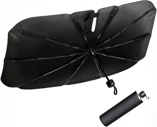 Foldable Car Umbrella Cover for Front Window - Car Windshield Sun Shade Heat & UV Protection, Easy Open Keep Cool and Protect Interior for Auto Sedan SUV (56" L x 31" W)