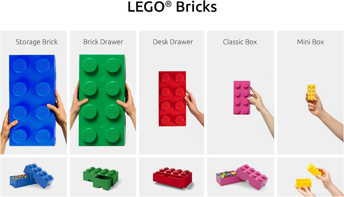 Room Copenhagen, LEGO Storage Brick Box - Stackable Storage Solution - Brick 8, Cool Yellow