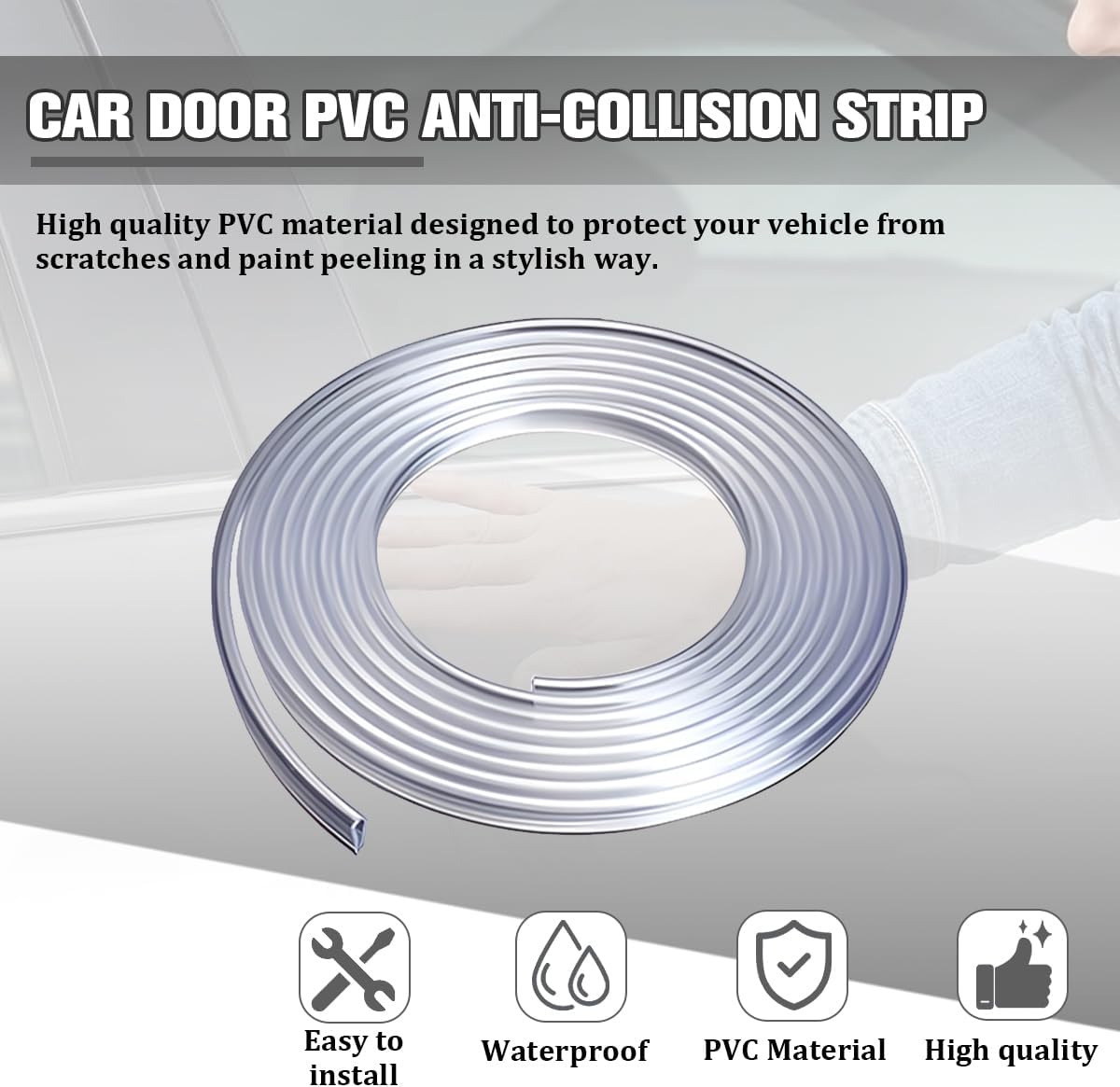 Car Door Edge Guards, 32.8FT U-Shaped Built-in Scratch-Resistant Vehicle Door Edge Trim Protection, Automotive Bumper Seal Protector Strip, Universal for SUV Sedan Truck (Transparent)