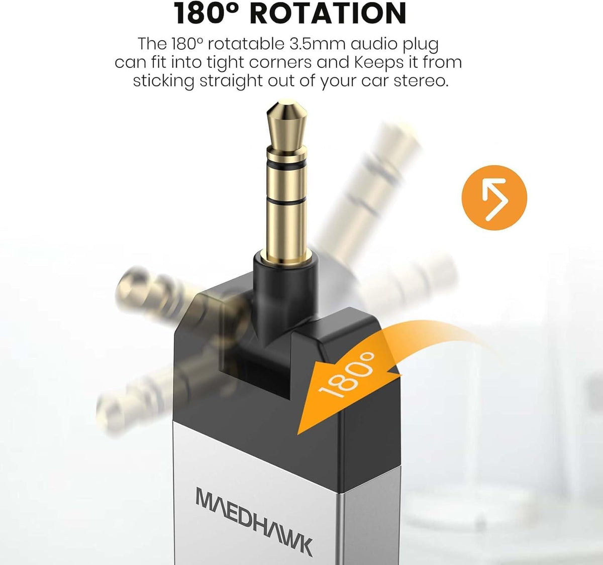 Maedhawk Bluetooth 5.2 AUX Adapter for Car Home Stereo Speaker Headphone